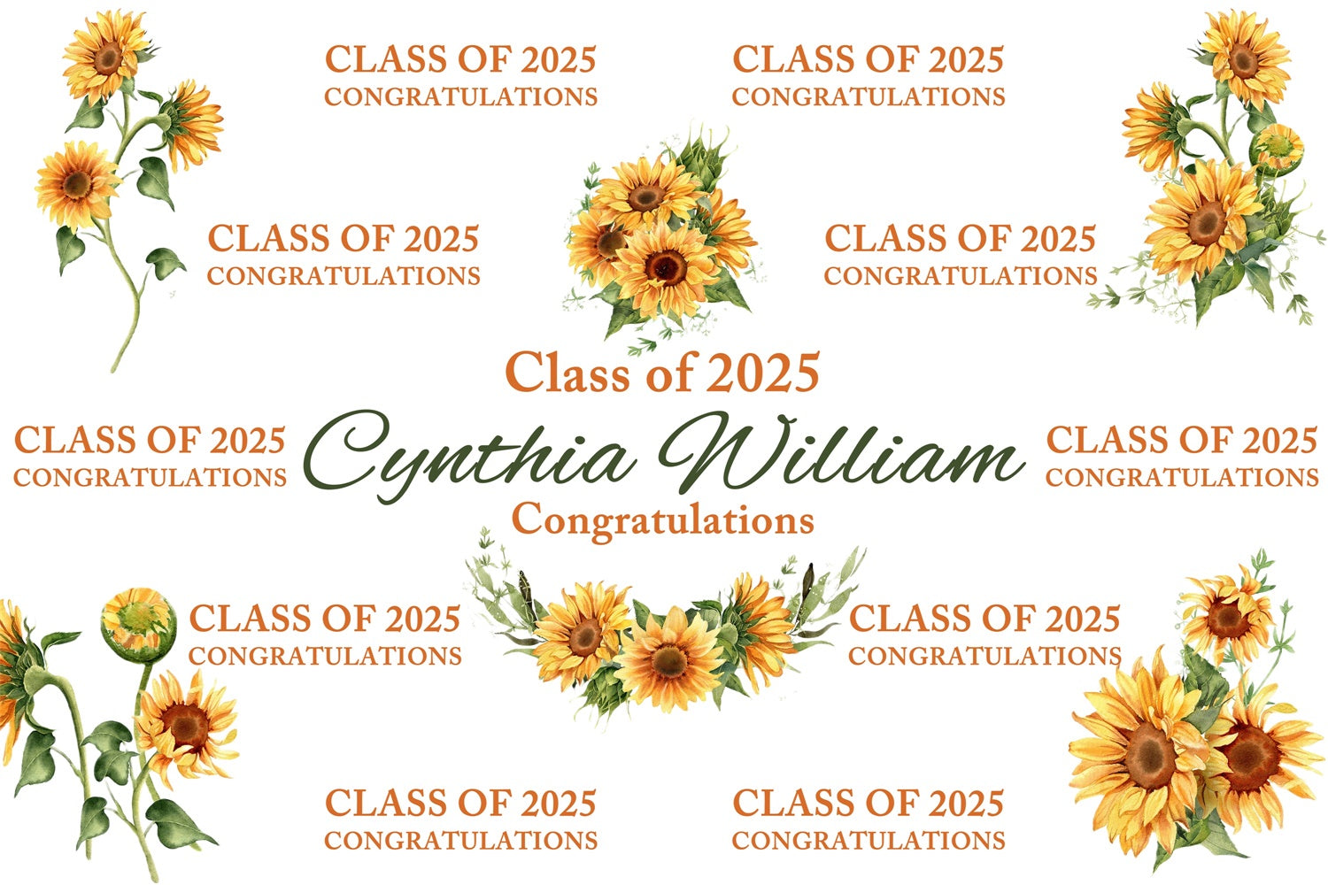 Personalisierte Graduation Backdrops Schicke Sonnenblume Graduation Party Backdrop BRP3-20