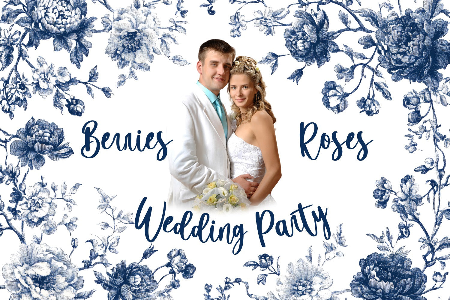 Ideen für Hochzeitskulissen Blaue Tinte Floral Personalisierte Kulisse BRP3-209