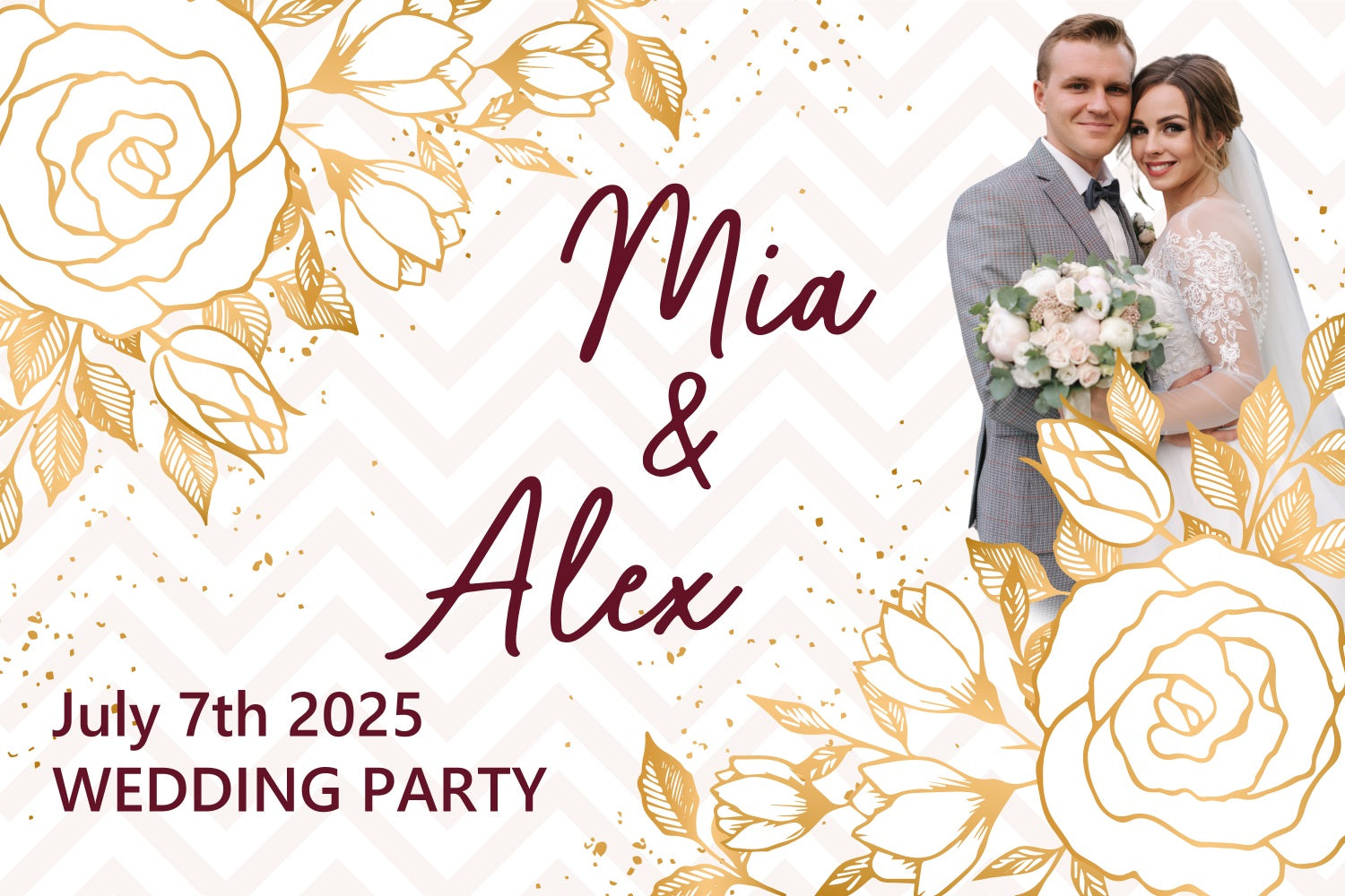 Hochzeit Backdrop Gold Floral Hochzeit Personalisierte Backdrop BRP3-210