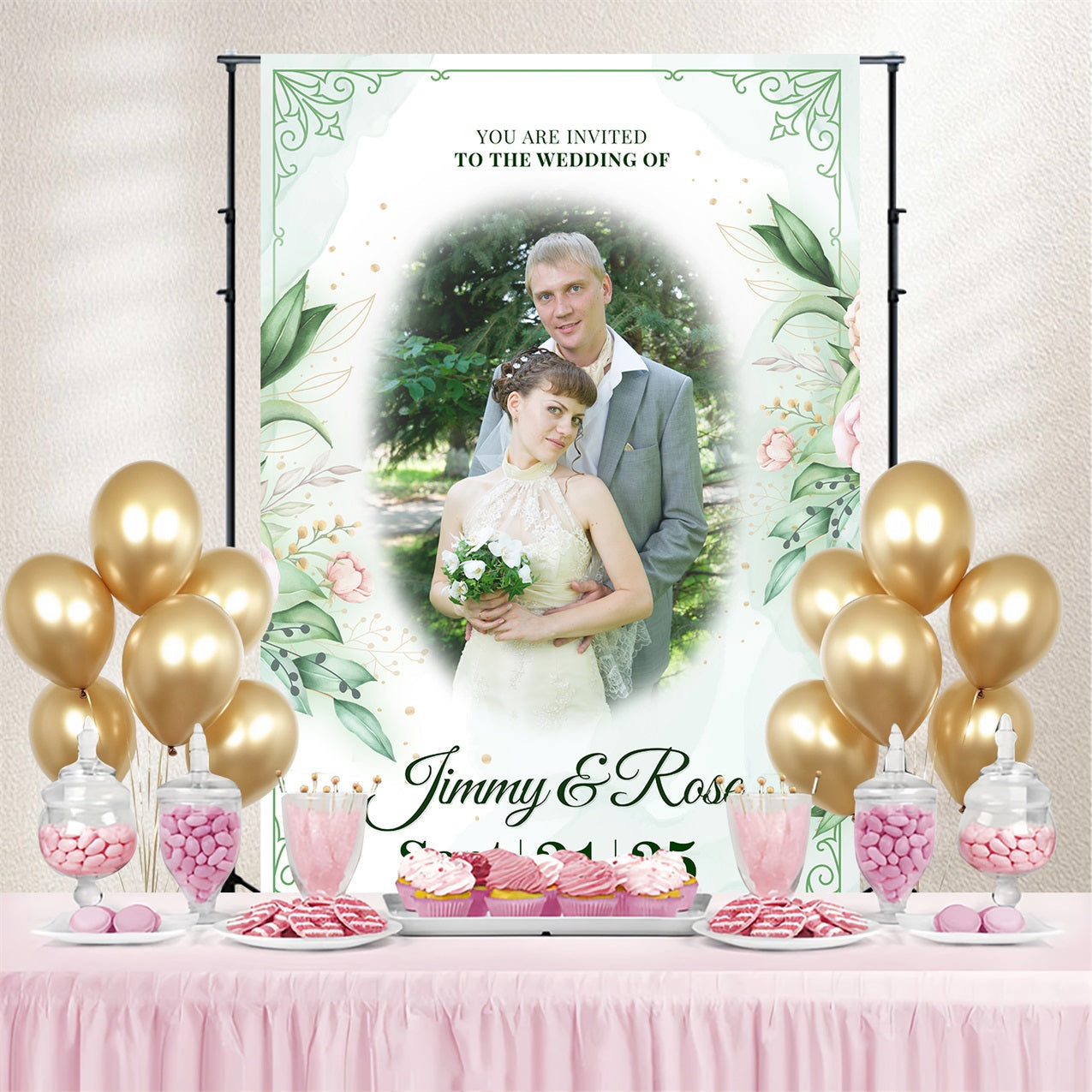 Hochzeit Backdrops Greenery Floral Custom Backdrop BRP3-211