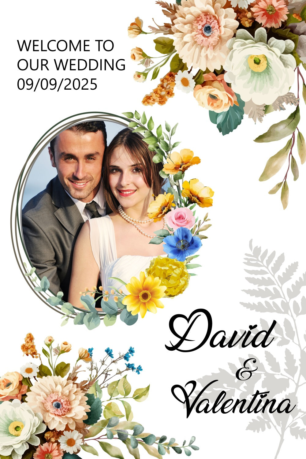 Hochzeit Floral Backdrop Floral Border Party Personalisierte Backdrop BRP3-214