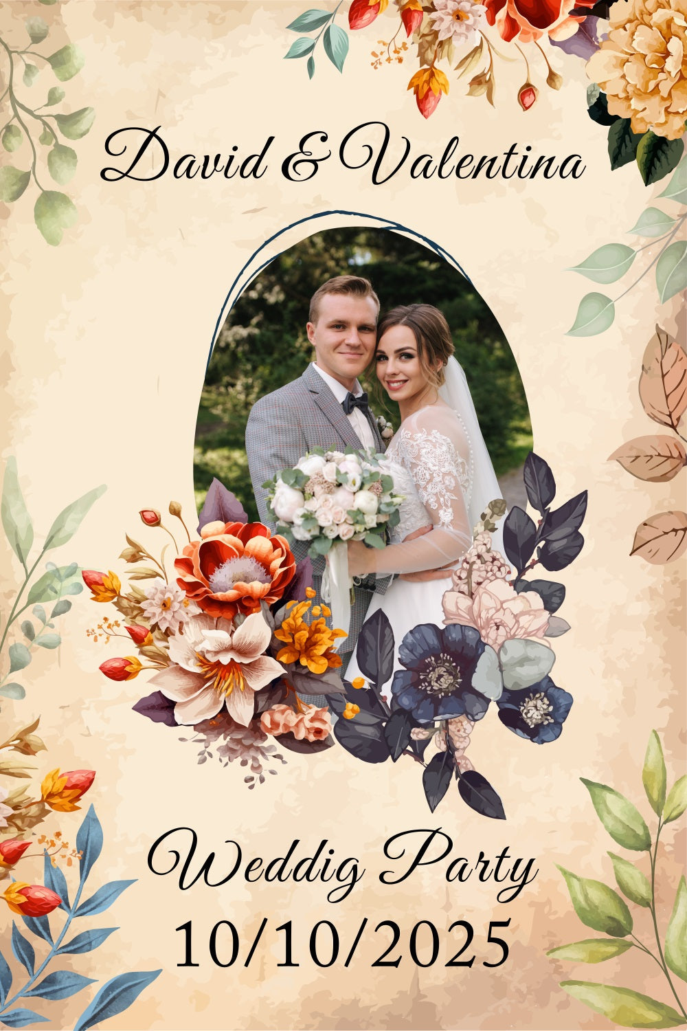 Backdrop für Hochzeit Vintage Floral Custom Backdrop BRP3-215