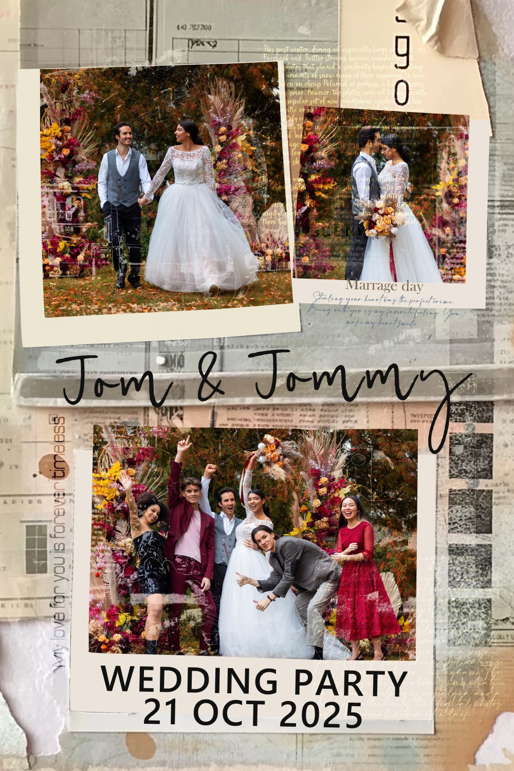 Hochzeit Fotohintergrund Ideen Vintage Zeitung personalisierte Hintergrund BRP3-216