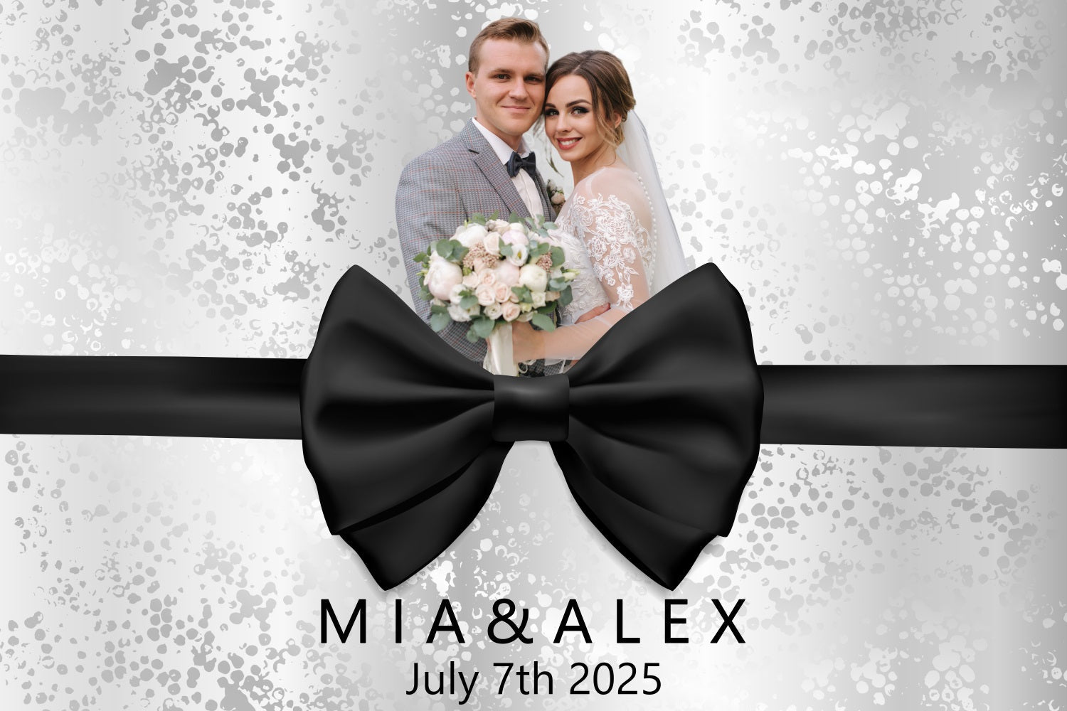 Hochzeit Fotokulissen Schwarze Schleife Personalisierte Kulisse BRP3-223