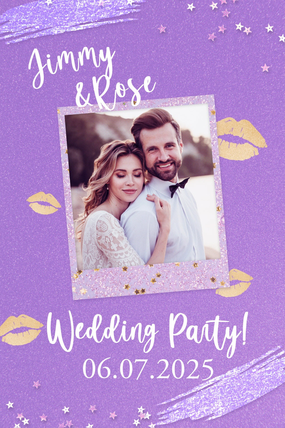 Fotohintergrund Hochzeit Lila Glitzer Personalisierte Kulisse BRP3-226