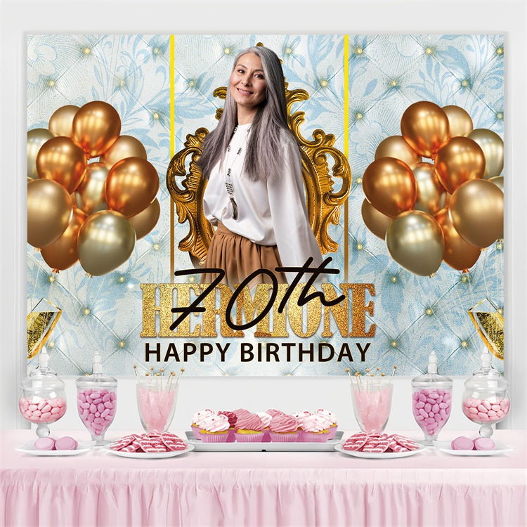 Personalisierte 70th Geburtstag Backdrop Soft Blau Vintage Backdrop BRP3-264