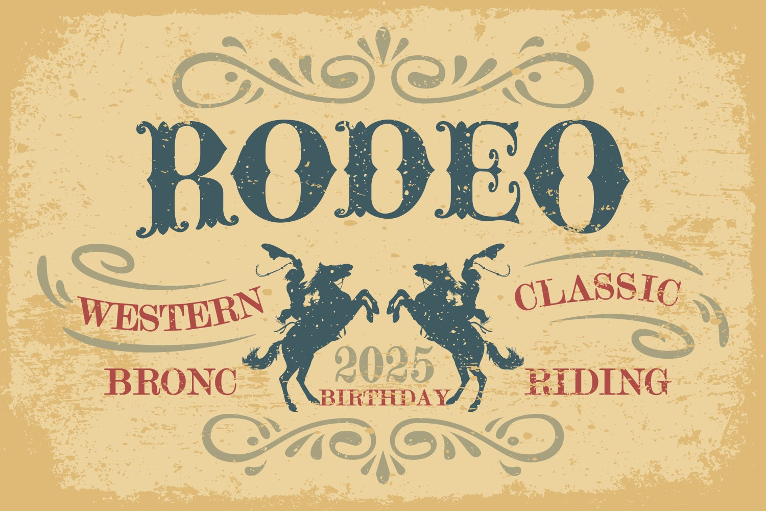 Individueller Geburtstag Party Hintergrund Vintage Rodeo Cowboy Hintergrund BRP3-34