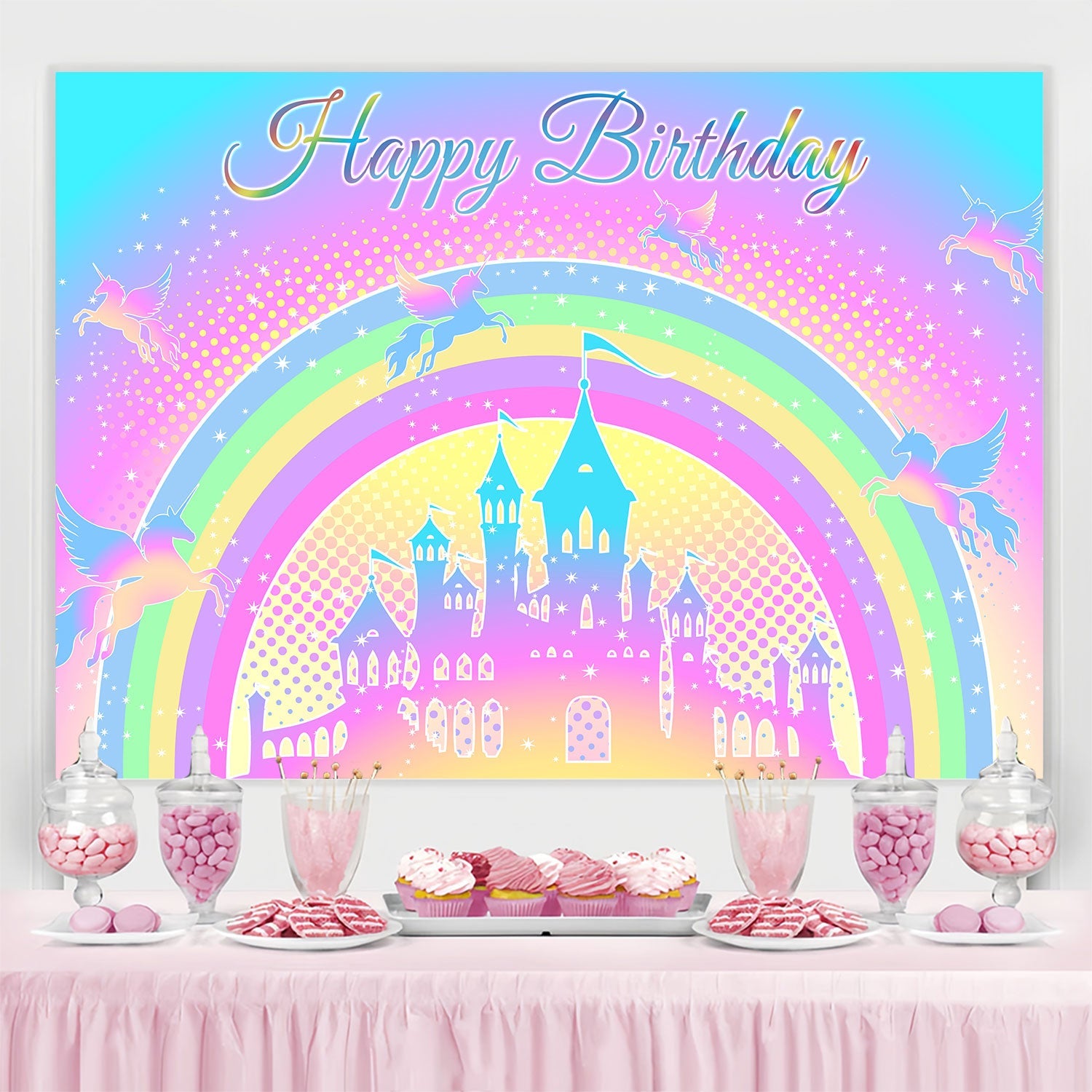 Custom Made Geburtstag Backdrops Einhorn Schloss Magical Backdrop BRP3-83