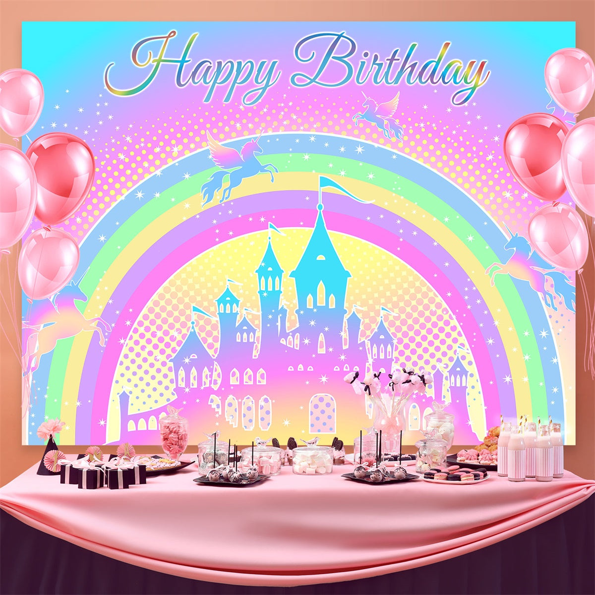 Custom Made Geburtstag Backdrops Einhorn Schloss Magical Backdrop BRP3-83