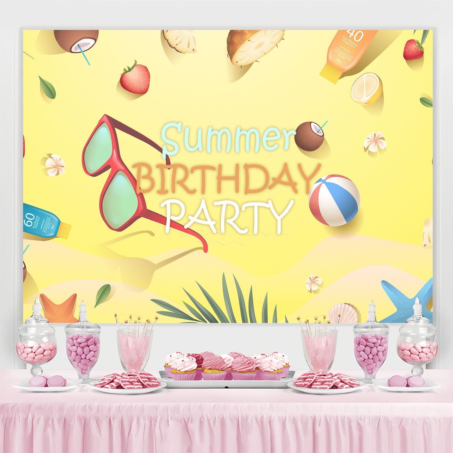 Customize Backdrop für Geburtstag Sommer Tropical Beach Backdrop BRP3-94