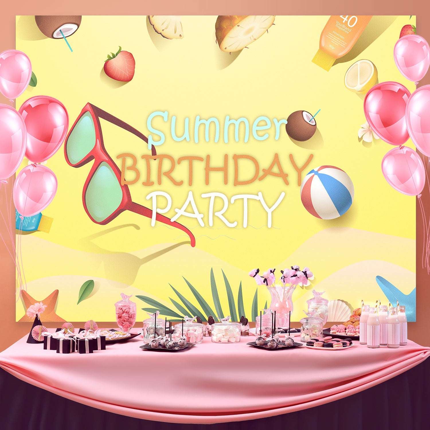 Customize Backdrop für Geburtstag Sommer Tropical Beach Backdrop BRP3-94
