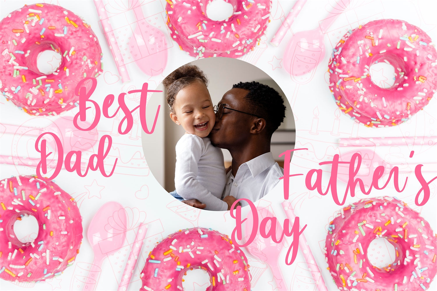 Hintergrund Vatertag Rosa Doughnut Delight Personalisierter Hintergrund BRP4-102