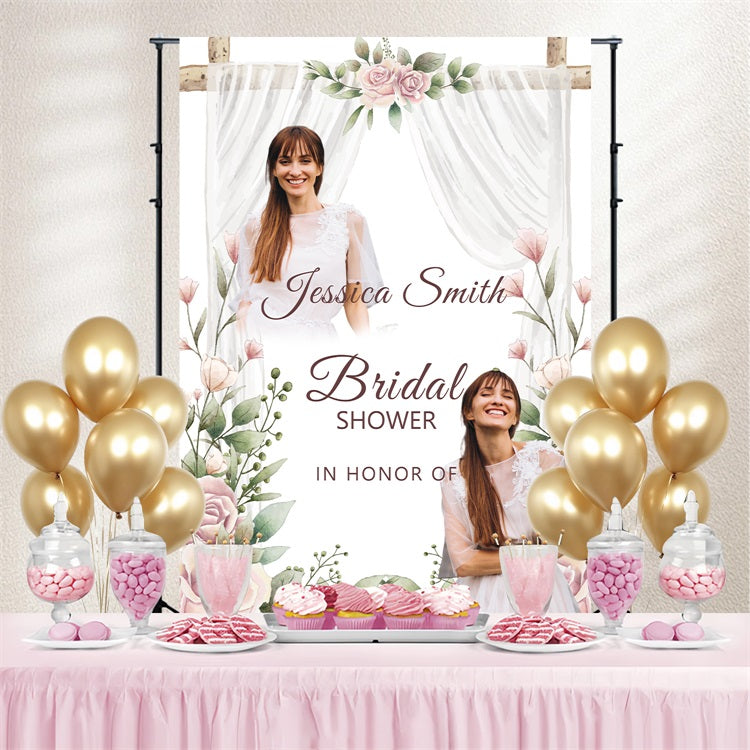 Brauthintergrund Aquarell Blumen Blush Vorhang Custom Backdrop BRP4-120