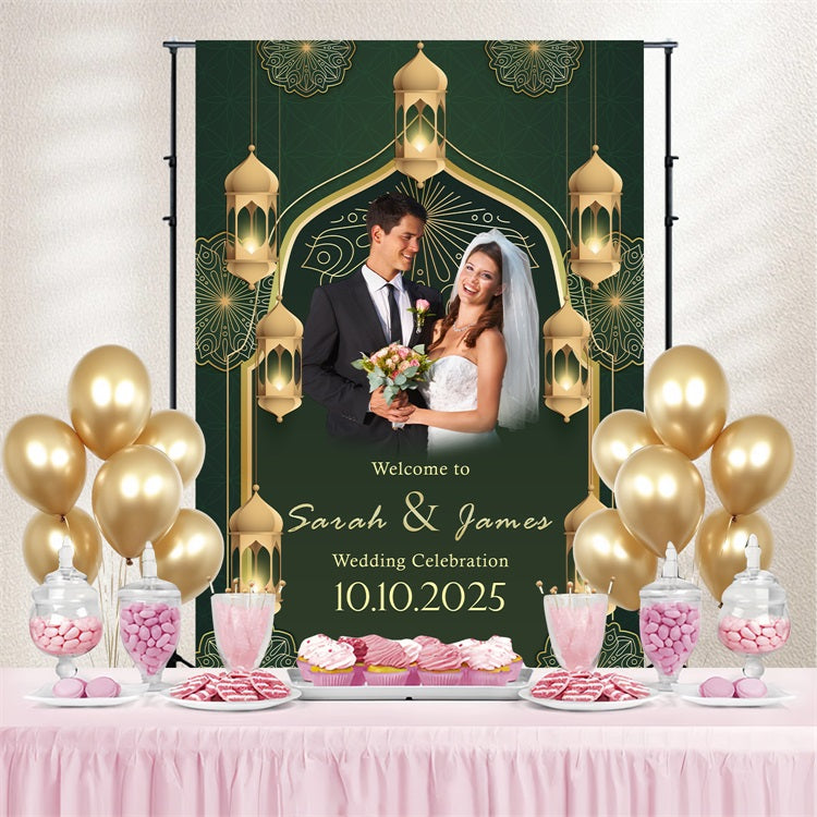 Elegante Hochzeit Kulisse Moschee Gold Laterne Personalisierte Kulisse BRP4-125