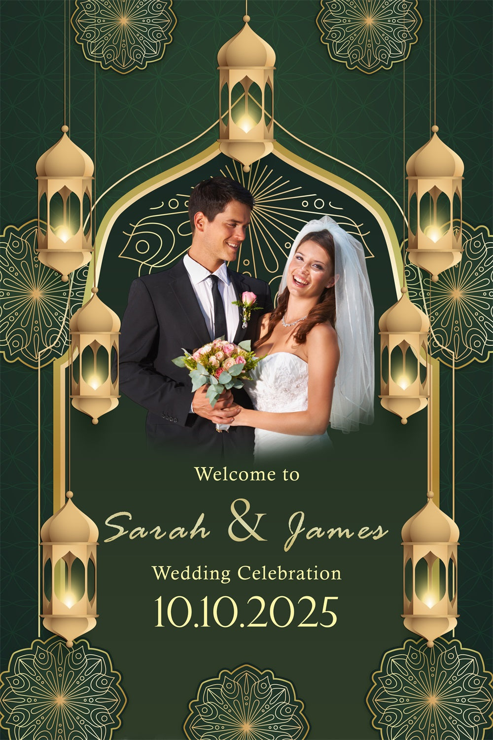 Elegante Hochzeit Kulisse Moschee Gold Laterne Personalisierte Kulisse BRP4-125