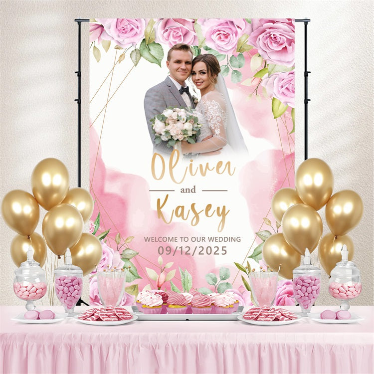 Backdrops für Hochzeit Blush Pink Rose Customized Backdrop BRP4-129
