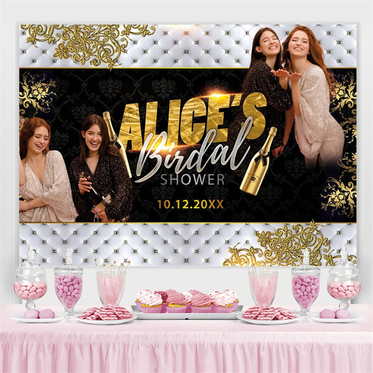 Ideen für Brautparty-Hintergrundbilder Royal Champagner Personalisierter Hintergrund BRP4-136