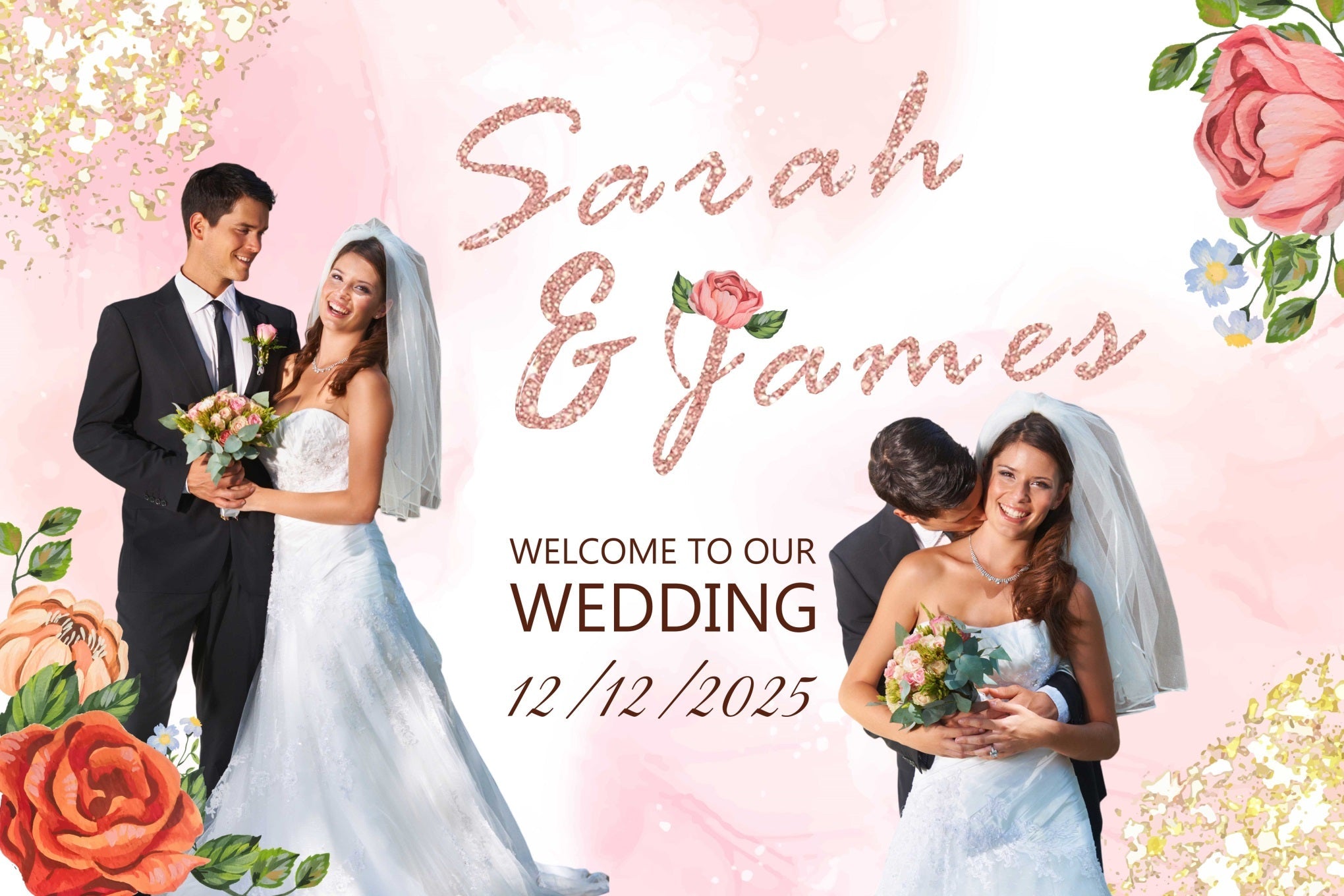 Hochzeit Fotohintergrund Ideen Rose Gold Floral Personalisierte Hintergrund BRP4-137