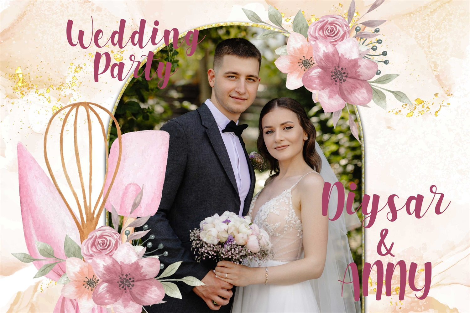 Makramee-Hochzeitskulisse Rosa Gartenbogen Personalisierte Kulisse BRP4-138