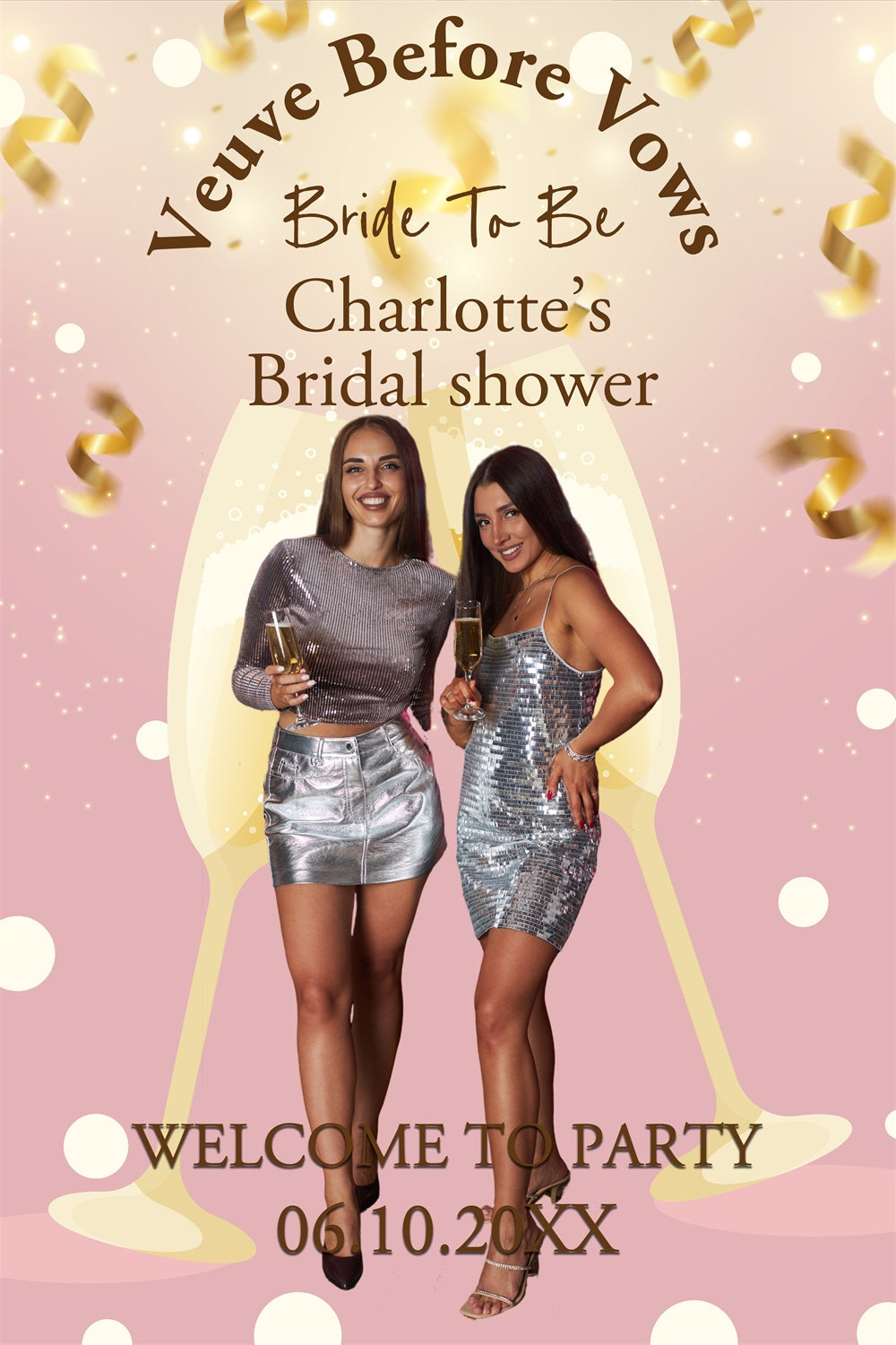 Brautdusche Fotokulisse Ideen Champagner Toast Personalisierte Kulisse BRP4-143