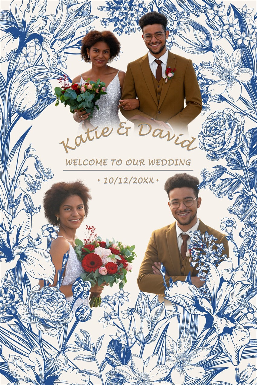 Elegante Hochzeitskulisse Sketch Bloom Personalisierte Kulisse BRP4-146