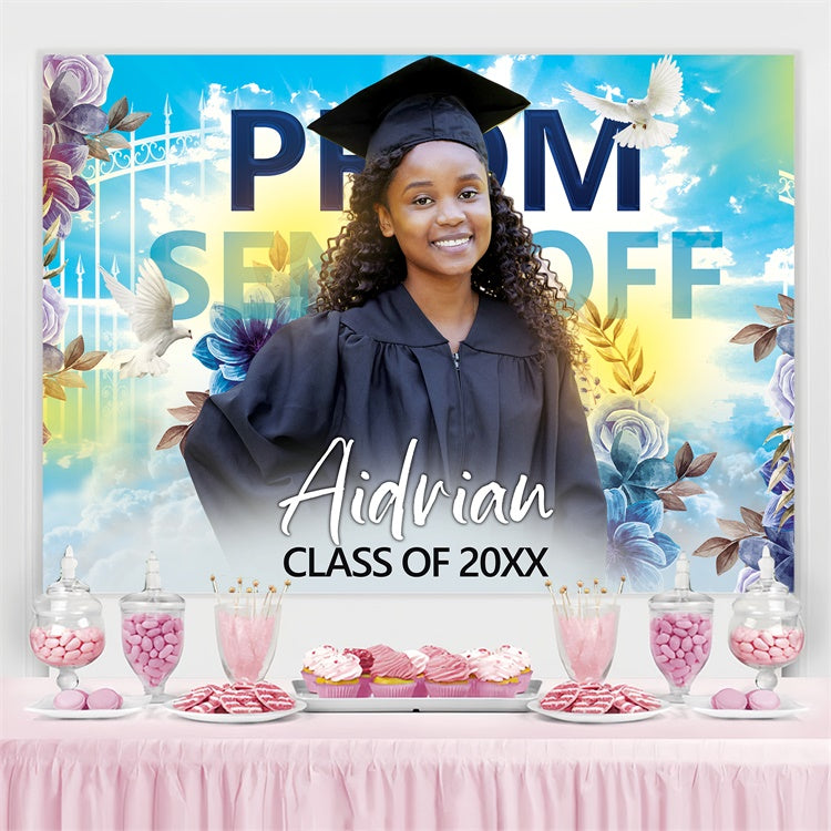 Prom Backdrops Pastell Blumen Tauben Graduation Party Backdrop BRP4-157