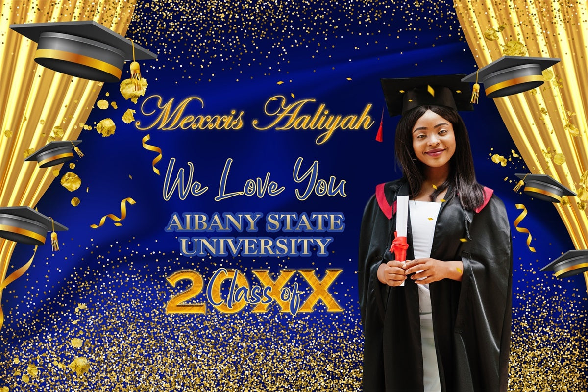 Custom Graduation Backdrops Königsblau Vorhang Graduation Party Backdrop BRP4-181