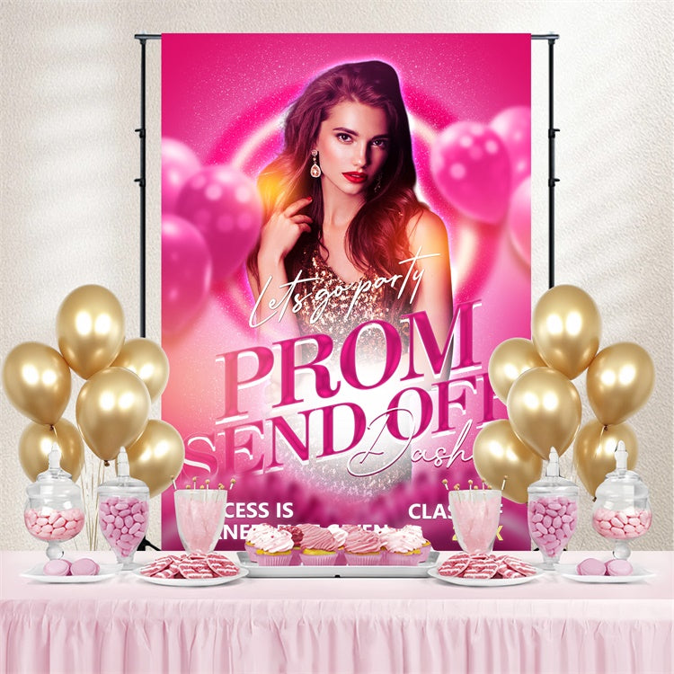 Abschlussball-Hintergrund Rosa Glamour Ballon Abschlussball Party Hintergrund BRP4-182