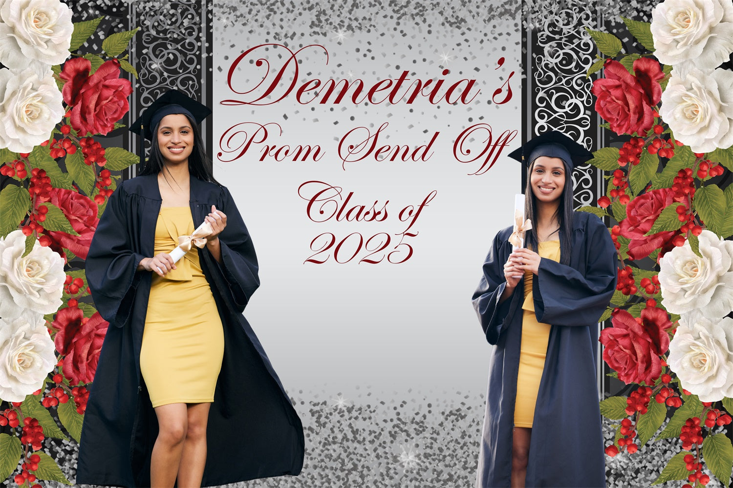 2025 Graduation Backdrop Elegante Rose Individuelle Graduation Party Backdrop BRP4-185