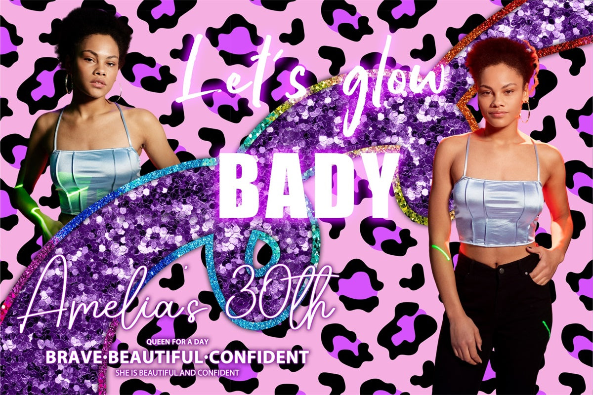 Backdrop für Tanz Pink Leopard Glow 30. Personalisierte Backdrop BRP4-193