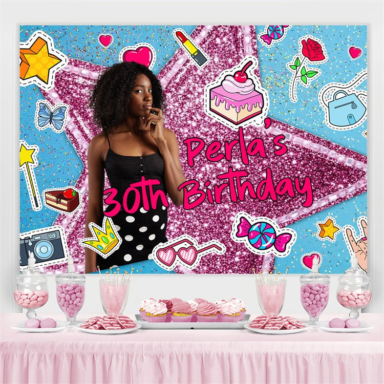 Benutzerdefinierte Happy Geburtstag Backdrop 30th Gown Blumen Krone Backdrop BRP4-26