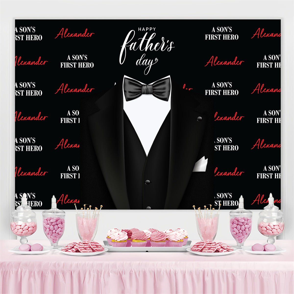 Happy Father's Day Backdrop Eleganter schwarzer Anzug Backdrop BRP4-68