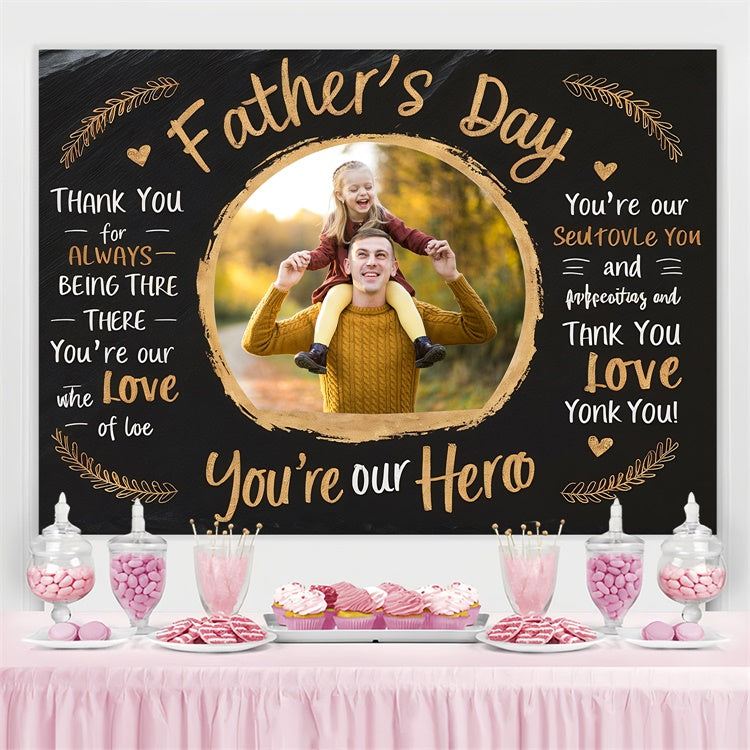 Backdrop Vatertag Goldener Text Kreis Rahmen Individuelles Backdrop BRP4-71