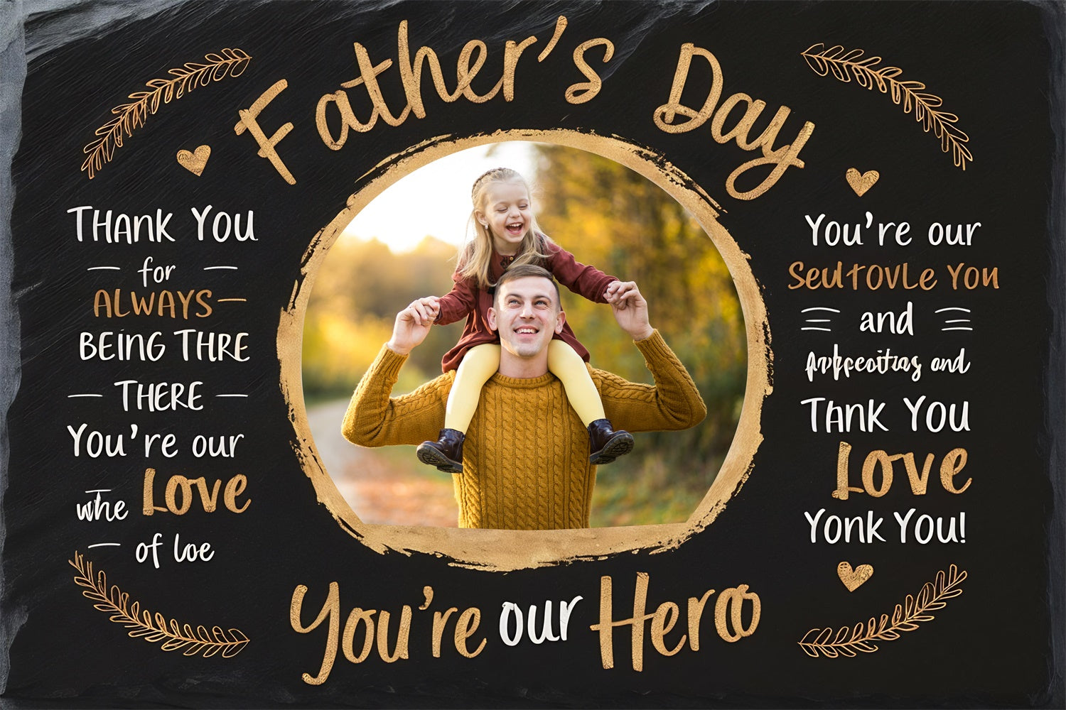 Backdrop Vatertag Goldener Text Kreis Rahmen Individuelles Backdrop BRP4-71