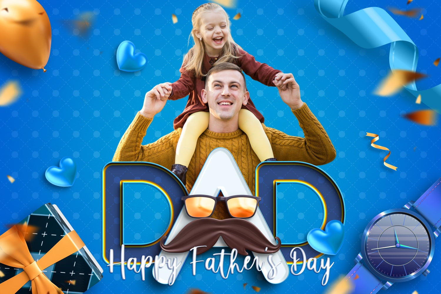 Vatertag Fotohintergrund Blaue Herzballons Individueller Hintergrund BRP4-94
