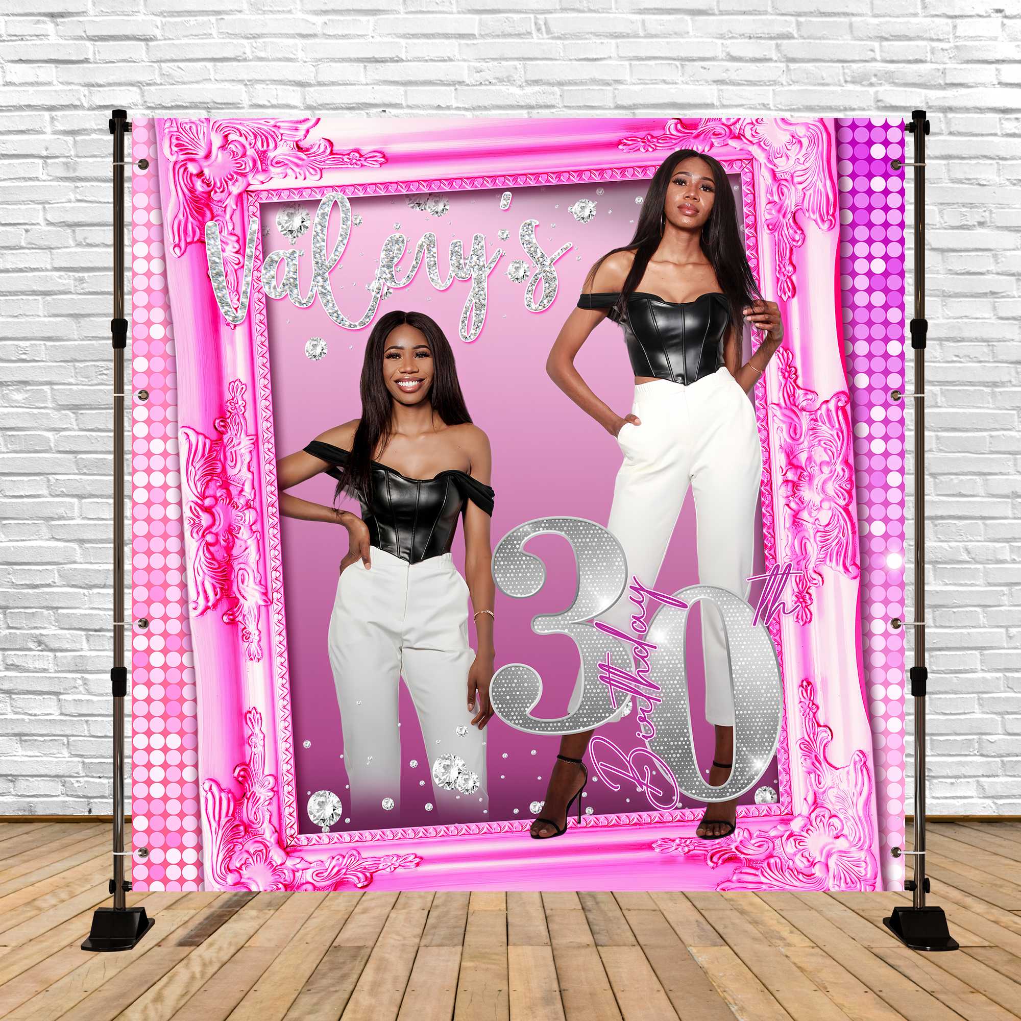 Personalisierte Geburtstags-Hintergrundbilder Glamourös 30. Rosa Pailletten-Hintergrundbild BRP5-100