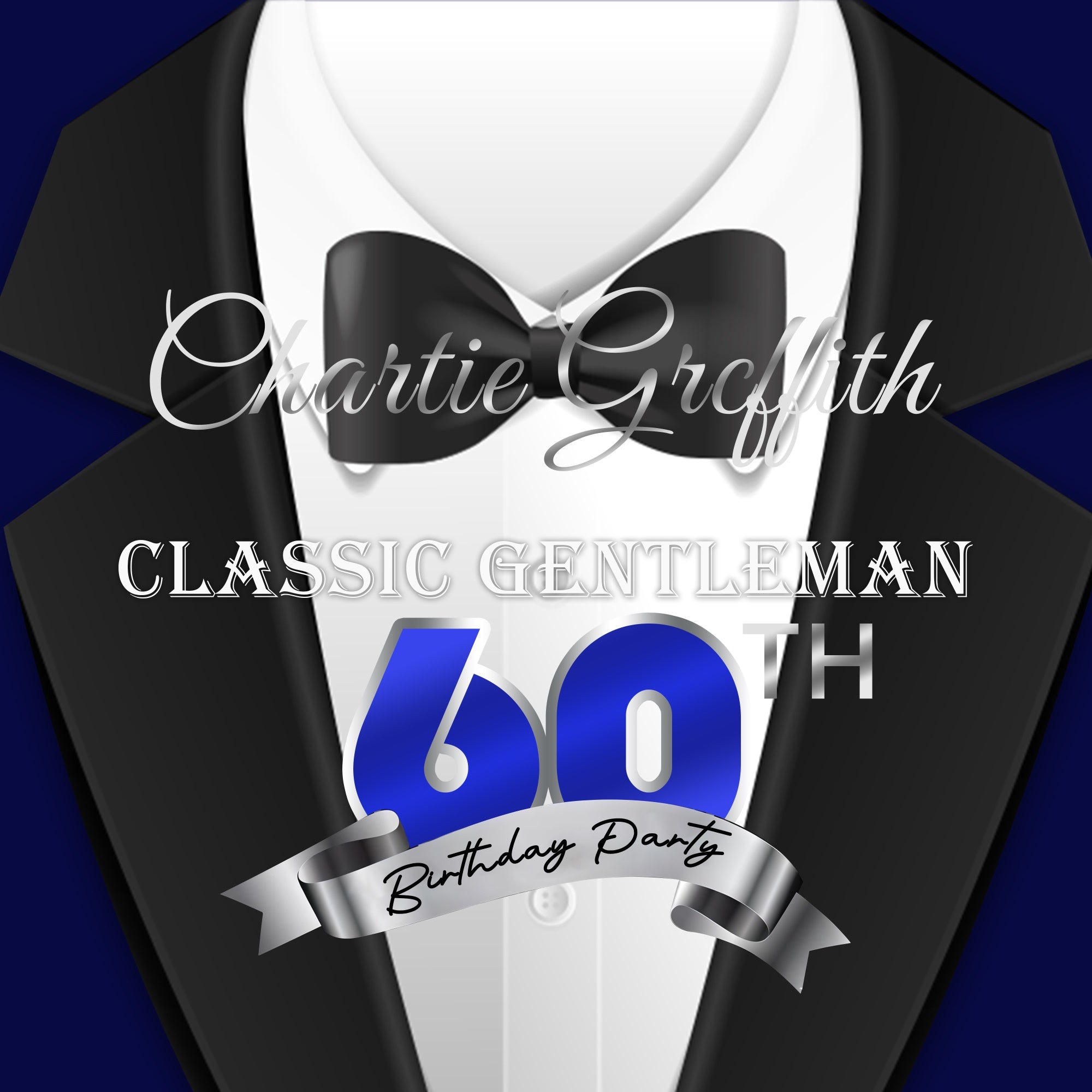 60. Geburtstag Backdrops Tuxedo Style Elegant Custom Backdrop BRP5-105