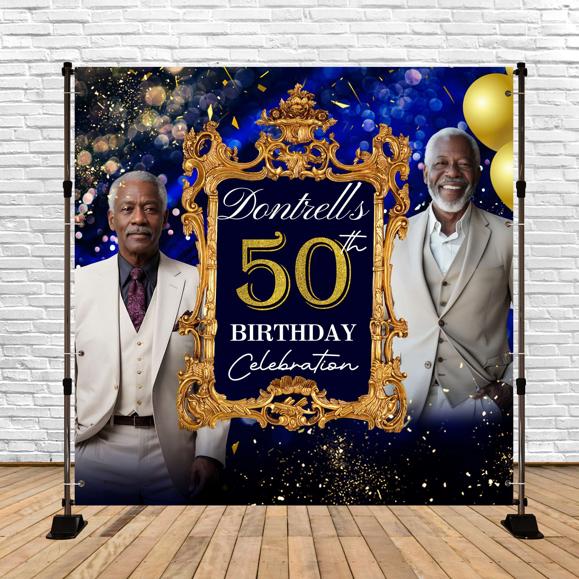 50. Geburtstag Backdrop Regal Gold Frame Customized Backdrop BRP5-106