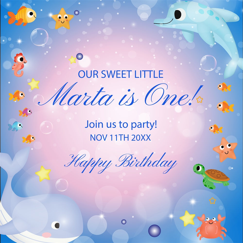 1st Birthday Backdrop Bunte Ozean Kreaturen Benutzerdefinierte Backdrop BRP5-116