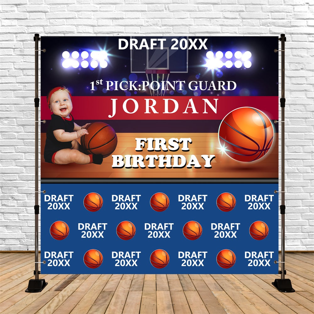 Erster Geburtstag Backdrop Basketball Sports Glow Backdrop BRP5-118