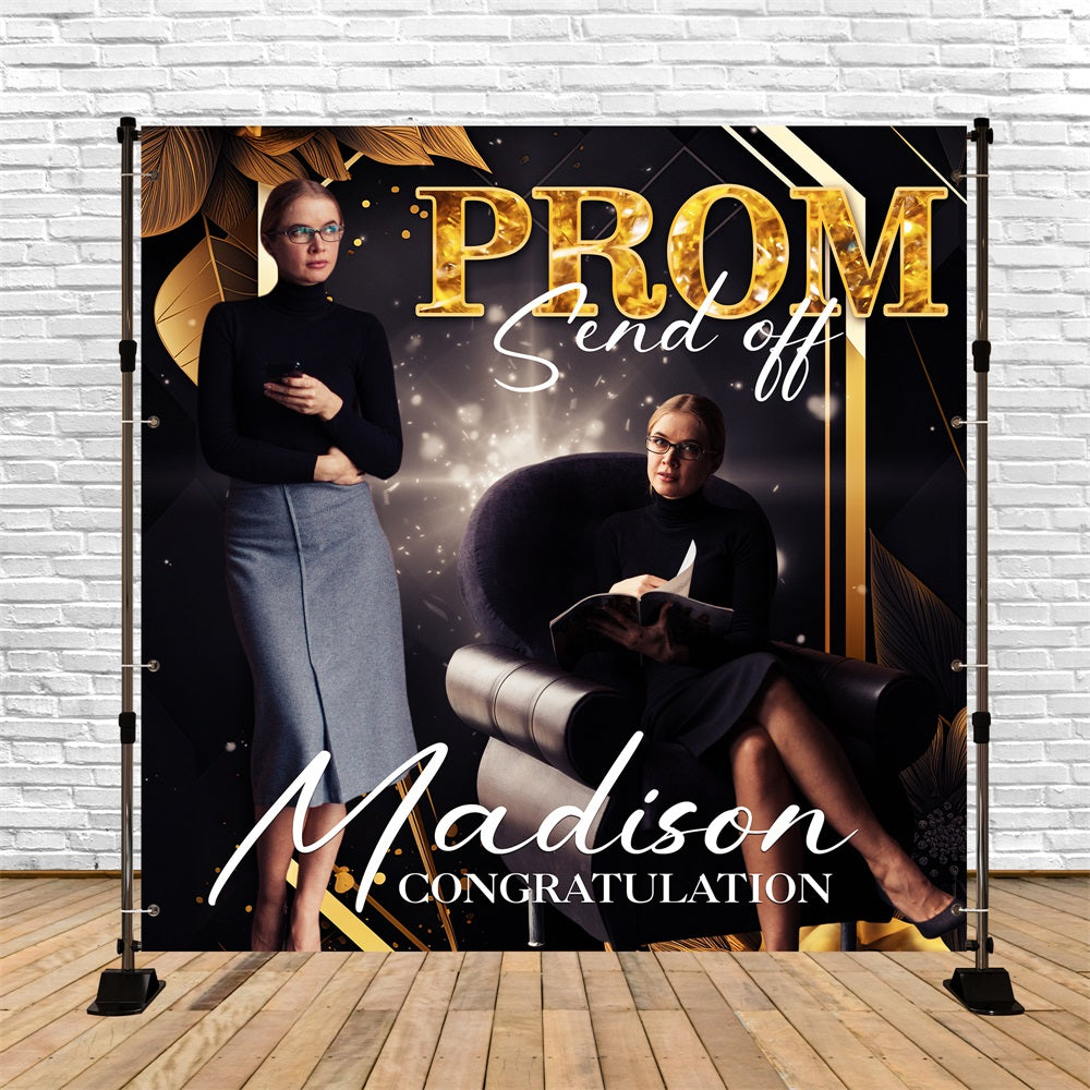 Prom Backdrops Gold Glitter Send-Off Personalisierte Party Abschlussfeier Backdrop BRP5-202