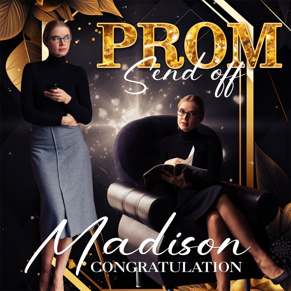 Prom Backdrops Gold Glitter Send-Off Personalisierte Party Abschlussfeier Backdrop BRP5-202