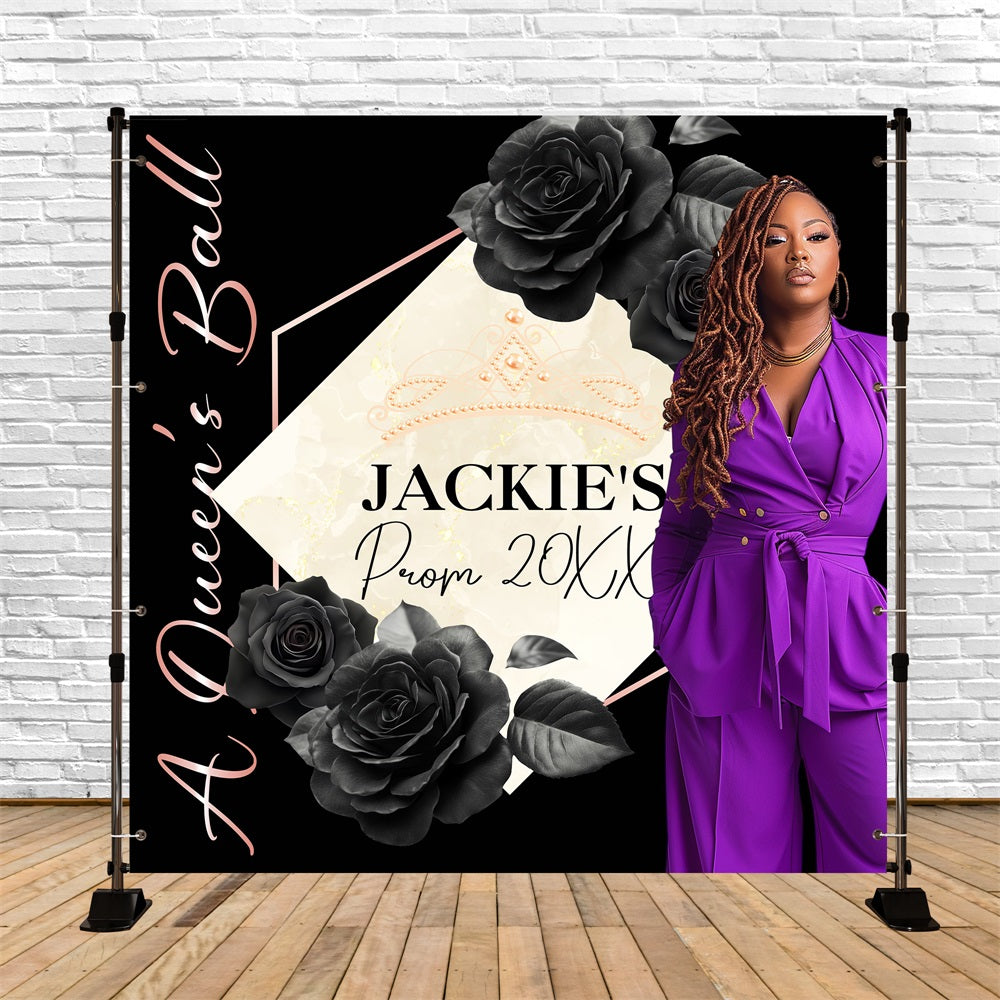 Abschlussball-Fotohintergrund Royal Black Rose Individueller Partyabschluss-Hintergrund BRP5-203