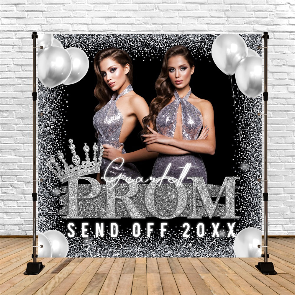 Prom Backdrop Ideen Silberne Krone Glitter Custom Party Graduation Backdrop BRP5-207