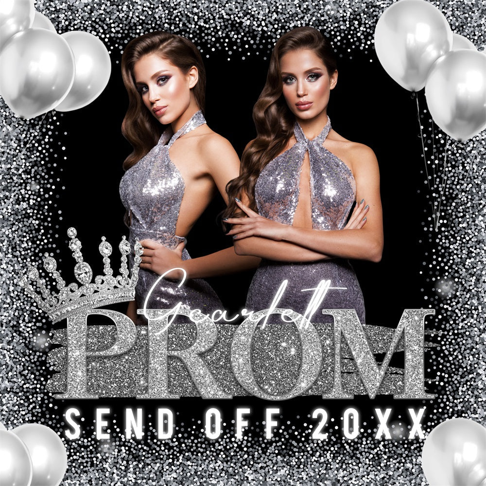 Prom Backdrop Ideen Silberne Krone Glitter Custom Party Graduation Backdrop BRP5-207