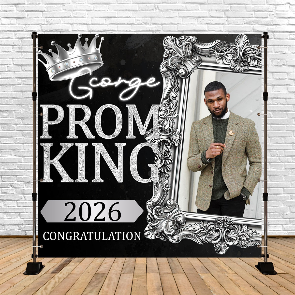 Prom 2026 Backdrop Rahmen Krone Custom Party Graduation Backdrop BRP5-212