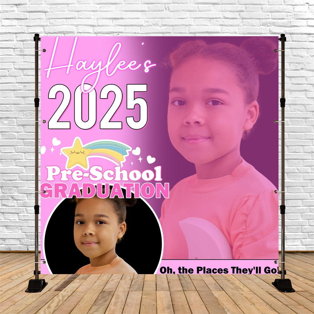 Graduation Backdrop Ideen Rosa Regenbogen Personalisierte Party Graduation Backdrop BRP5-230