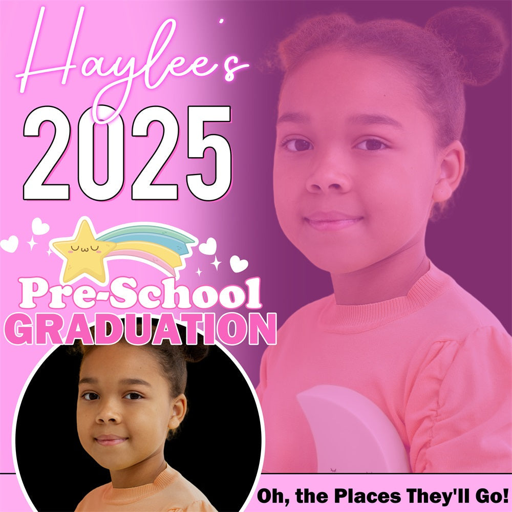 Graduation Backdrop Ideen Rosa Regenbogen Personalisierte Party Graduation Backdrop BRP5-230