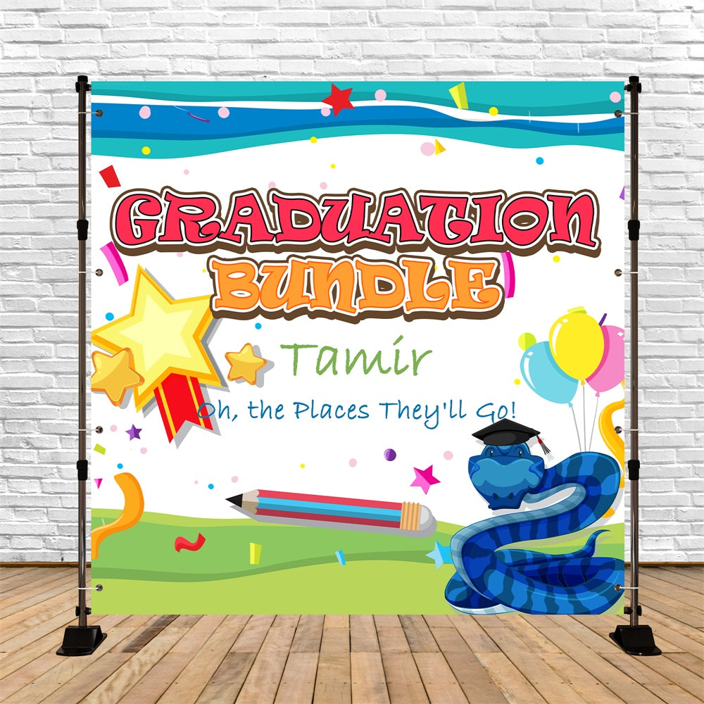 Backdrop Abschlussfeier Cartoon Star Snake Custom Party Abschlussfeier Hintergrund BRP5-232