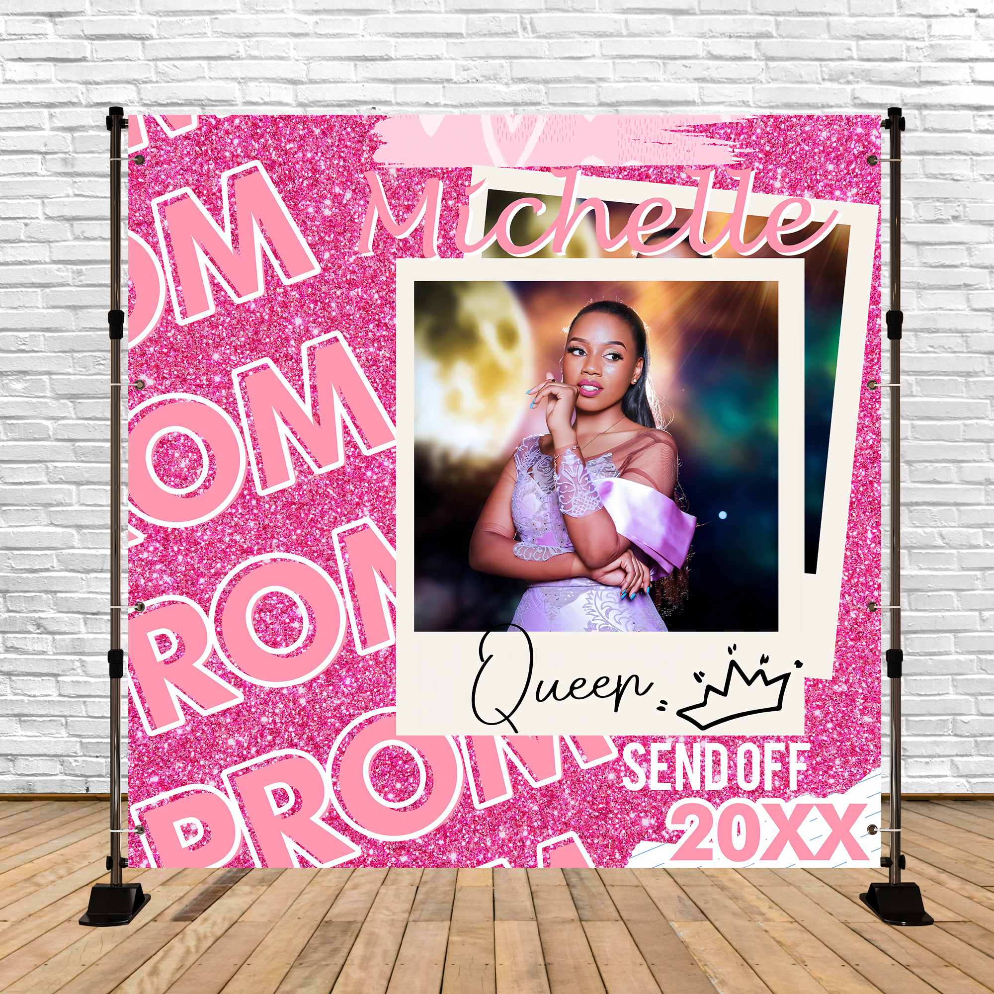 Prom Backdrop Ideen Rosa Glitter Personalisierte Party Graduation Backdrop BRP5-239